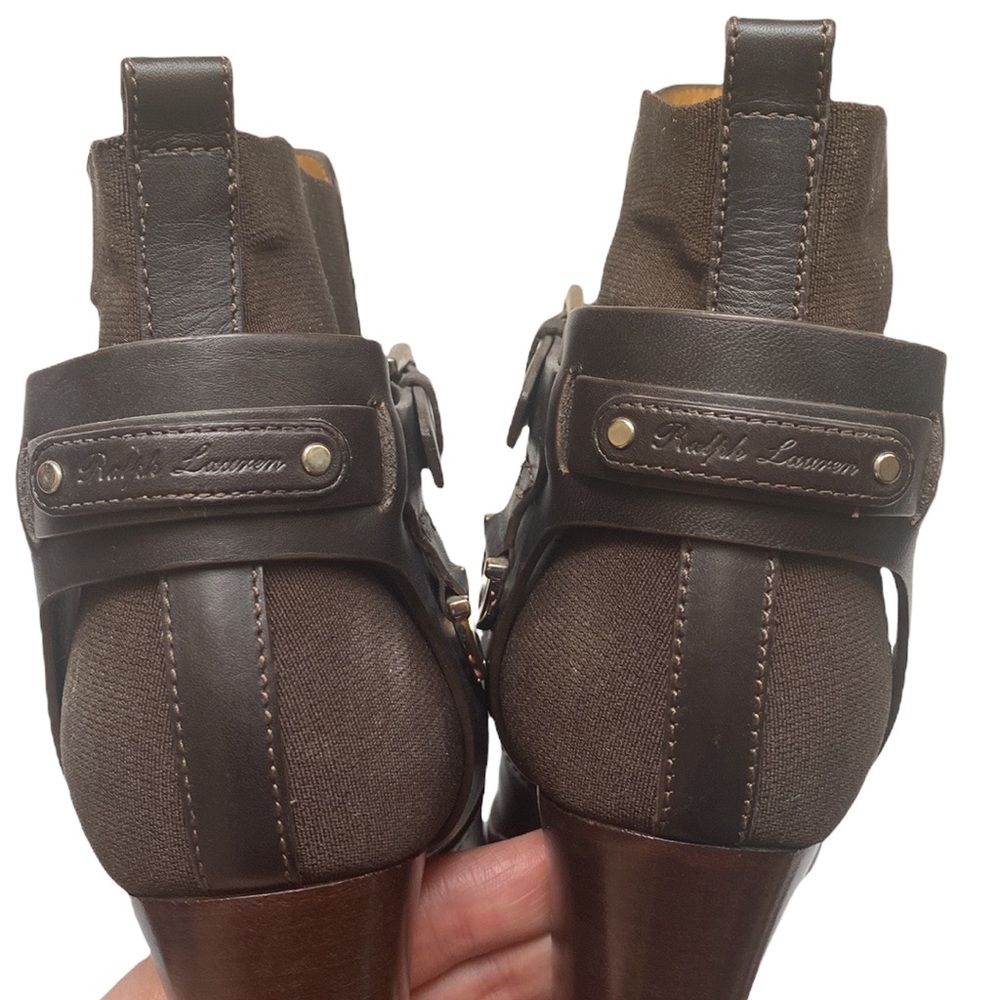 Ralph Lauren Brown Leather Heeled Booties - Picture 2 of 12